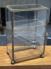 Vintage Brass & Glass Table Curio Cabinet Display Footed for Miniatures picture