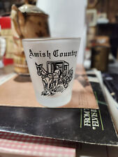 Vintage 1990's Amish Country Lancaster PA Frosted Shot Glass Amish Buggy picture