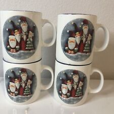 1997 Elaine Thompson Christmas Santa Mugs Cups Set of 4 Victorian Style picture