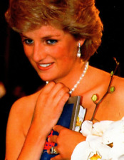 Classy Lady Diana H.R.H. Princess Of Wales Shoulders Pearls Sapphire Orchids picture