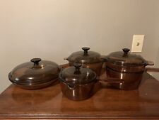 VTG 9 Piece Lot of Corning Visions Corningware Pyrex Amber Glass Cookware picture