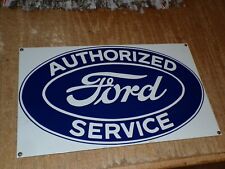 AUTHORIZED FORD SERVICE Porcelain Enameled Steel Sign 18”x 11” Ande Rooney picture