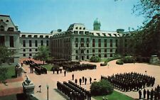 Postcard U.S. Naval Academy, Midshipmen in Formation, Bancroft Hall Annapolis MD picture