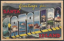 Large Letter: Greetings From Catalina Island, California, Early Linen Postcard picture