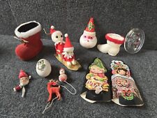 Lot of 11 Vintage Christmas Ornaments ~ Various, Plastic & Other ~ No Boxes picture