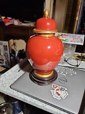 VTG Fitz and Floyd Renaissance Orange TerraCotta Ginger Jar 1978 FF26 With Stand picture