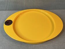 Vtg 70s Plastic Serving Tray Yellow Bright Yellow Thick Plastic Bowling Theme picture