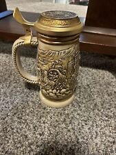 Avon The Gold Rush Lidded Ceramic Beer Stein Vintage 1987 picture