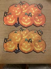 Lot Of 2 Vintage 1986 Hallmark Halloween Die Cut Jack O Lanterns Pumpkins 11”x7” picture