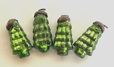 Creative Co-Op Set 4 Mercury Glass Green Christmas Tree Shape Ornaments 2