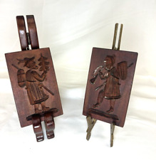 Antique 19 Century Wooden Model Springerle Biscuits Cookie Mold Set of 2 B18 picture