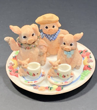 1995 Pig Picnic Miniature Tea Set Collection Hand Painted Young's Inc 10-piece picture