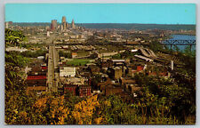 Vintage Postcard OH Cincinnati Skyline Ohio River Aerial View Chrome picture