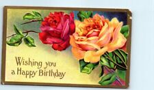 Postcard - Wishing you a Happy Birthday with Roses Art Print picture