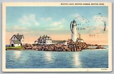 Postcard Boston Light Boston Harbor Brewsters Island Massachusetts MA c1915 picture