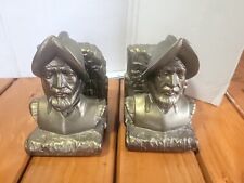 Vintage Mid Century Spanish Conquistador Bookends Pair Ceramic Weighted 8