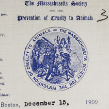 Animal Cruelty Letterhead 1909 Boston Vintage Antique Letter Humane Society B91 picture