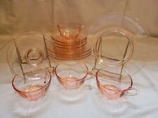 Cambridge Elegant Pink Depression Glass Plates, Saucers, Cups & Sugar Bowl picture