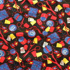 Vintage Sewing Notions Fabric Traditions Black Cotton BTY picture