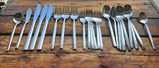 Vintage Stainless Flatware Japan Cosmos 1970 Knives Forks Soup Spoons MidCentury picture