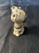 Vintage Miniature Ceramic Spotted Dog Puppy w/Flower on Nose Figurine Ornament picture