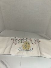NWOT Hand Embroidered Yellow Duck Girls Pillow Case. 28.5” X 20”. picture