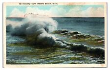 Postcard - Stormy Surf at Revere Beach Massachusetts MA posted 1928 picture
