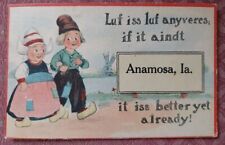 Antique Postcard 1916 Cartoon Dutch Couple Anamosa Iowa One Cent Washington picture