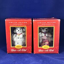 VTG 2001 PetSmart Christmas Ornament LUV-A-PET SNOW PUPPY & SNOW KITTY picture