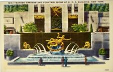 Sunken Gardens and Fountain Front of R.C.A. Building New York City NY Linen picture