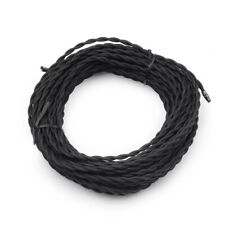 Antique Black Twisted Cloth Covered Electrical Wire 50ft - 18-Gauge 2-Conductor picture