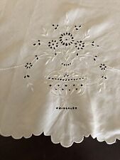 Vintage Madeira  Tablecloth Urns  Of Flowers Open Work 49 Inch Round picture