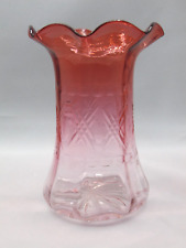 Loetz Antique Bohemian Victorian Makart to Pink Geometric CUT Art Glass Vase picture