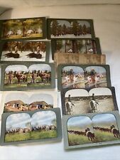Lot of 11 Vintage Stereopticon Cards Cowboys, Frontier, Buffalo Hunter picture