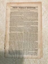 RARE 1825 NEWSPAPER NIEL’S WEEKLY BALTIMORE MARYLAND USA SLAVE TRADE picture
