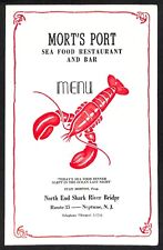 Mort's Port Seafood Restaurant Menu c1950's Neptune, NJ Lobster Scarce picture