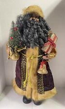 African American Santa Father Christmas Doll Figure Presents/Tree/Bell 20inch picture