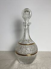 Anna Hütte Decanter Etched Gold Crystal Clear Hand Cut Round Germany Bottle picture