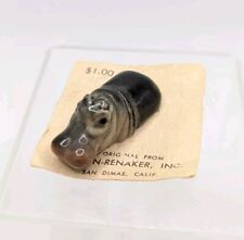 Vintage Hagen Renaker Miniature Swimming Hippo Figurine Retired Hippopotamus  picture