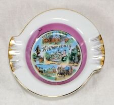 Vintage Williamsburg Virginia Ceramic Souvenir Round Ashtray Gold Trim  picture
