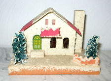Vintage Putz Cardboard Glitter Mica Christmas Village White House Japan picture