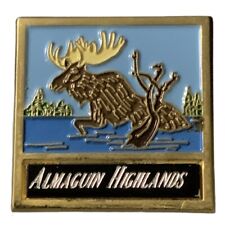 Vintage Almaguin Highlands Canada Moose Scenic Travel Souvenir Pin picture