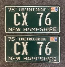 1975 77 New Hampshire License Plate Pair Nice Tags CX 76 NH YOM 75 Carroll picture