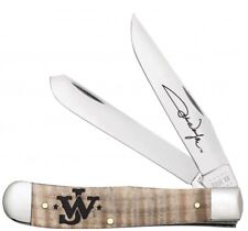 Case xx Knives John Wayne Curly Maple Wood Trapper 10708 Stainless Pocket Knife picture