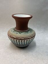Bennett Navajo Tera Cotta Pottery Vase W Neck Signed Etched Design Small picture