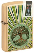 Zippo 48391 Fusion Tree of Life Design High Polish Brass Lighter + FLINT PACK picture