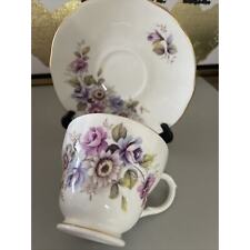 Vintage Duchess Teacup and Saucer Bone China England Gold Trimmed Wildflowers picture