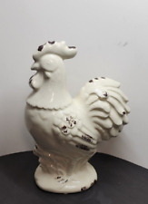 White Ceramic Rooster Kitchen Decor 10” Tall MADE TO LOOK VINTAGE picture