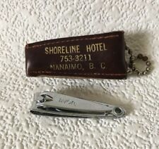 Vintage SHORELINE HOTEL Keychain / Nail Clippers Leather Key Fob NANAIMO, B.C. picture