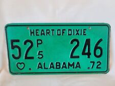 Vintage 1972 Alabama Heart Of Dixie 52 P5  246 License Plate 0224 picture